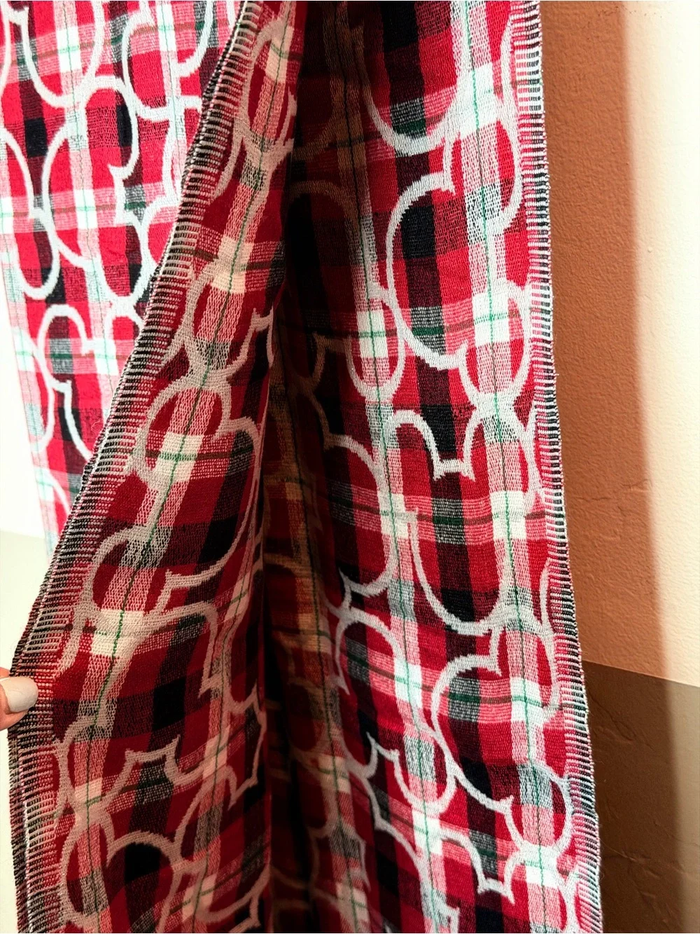 Disney Parks Red Plaid  with Mickey Grid Print scarf